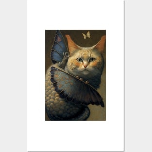 Adorable Cat Dragon with Butterfly Wings Posters and Art